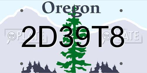 2D39T8 Oregon License Plate