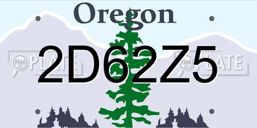 2D62Z5 Oregon License Plate