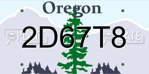 2D67T8 Oregon License Plate