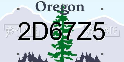 2D67Z5 Oregon License Plate