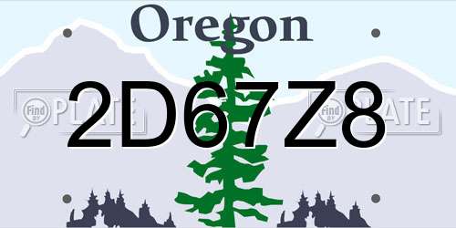 2D67Z8 Oregon License Plate