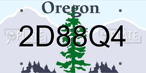 2D88Q4 Oregon License Plate
