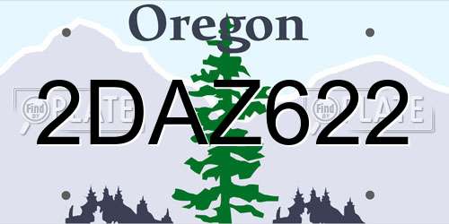 2DAZ622 Oregon License Plate