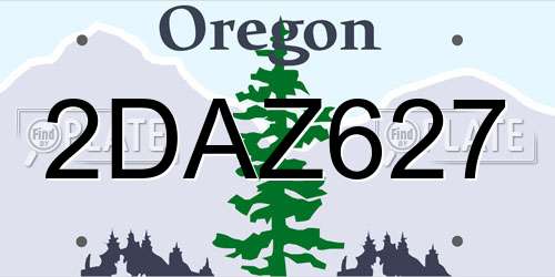 2DAZ627 Oregon License Plate