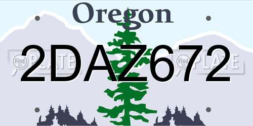 2DAZ672 Oregon License Plate