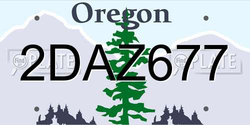 2DAZ677 Oregon License Plate