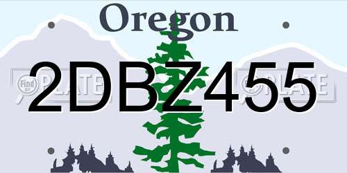2DBZ455 Oregon License Plate