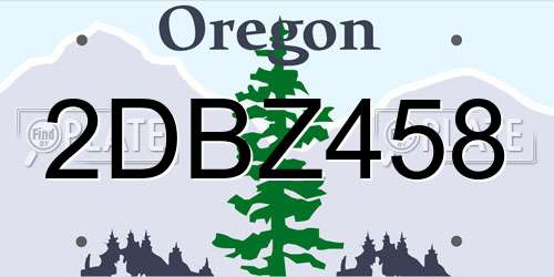 2DBZ458 Oregon License Plate
