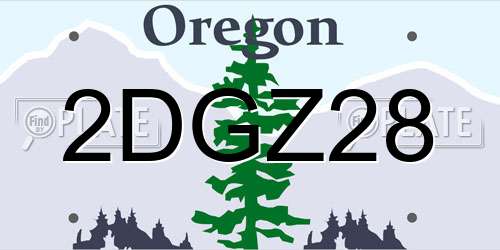 2DGZ28 Oregon License Plate