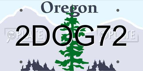 2DOG72 Oregon License Plate