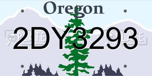 2DY3293 Oregon License Plate