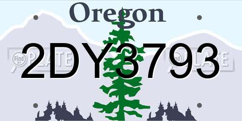 2DY3793 Oregon License Plate
