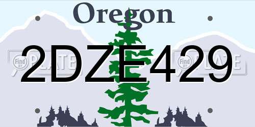 2DZE429 Oregon License Plate