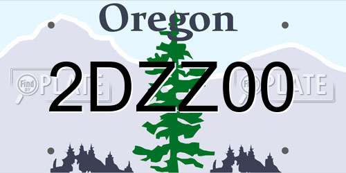2DZZ00 Oregon License Plate