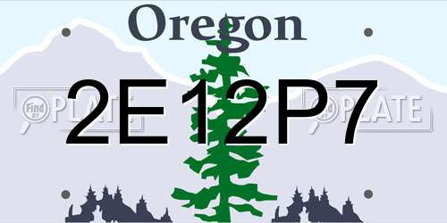 2E12P7 Oregon License Plate