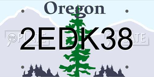 2EDK38 Oregon License Plate