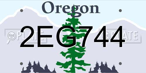 2EG744 Oregon License Plate