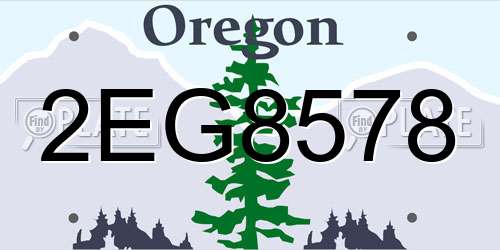 2EG8578 Oregon License Plate