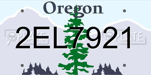 2EL7921 Oregon License Plate
