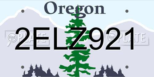 2ELZ921 Oregon License Plate