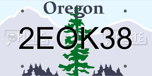 2EOK38 Oregon License Plate