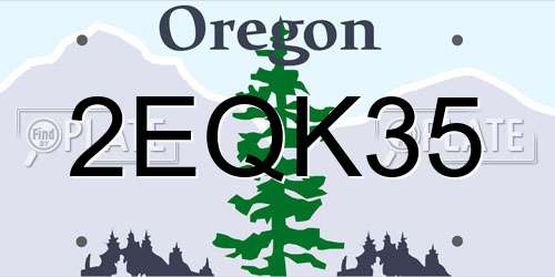 2EQK35 Oregon License Plate