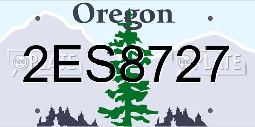2ES8727 Oregon License Plate