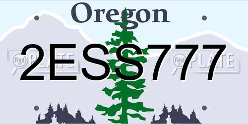 2ESS777 Oregon License Plate