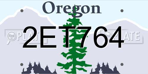 2ET764 Oregon License Plate