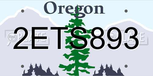 2ETS893 Oregon License Plate