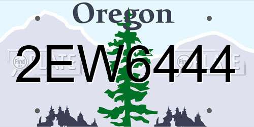 2EW6444 Oregon License Plate