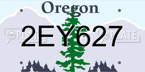 2EY627 Oregon License Plate