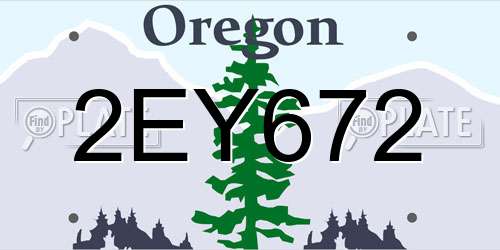 2EY672 Oregon License Plate
