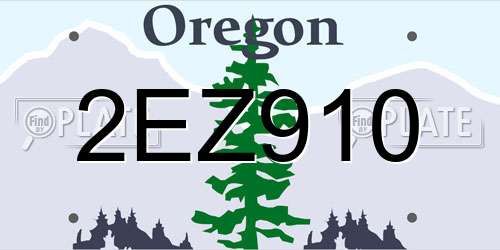2EZ910 Oregon License Plate