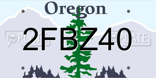 2FBZ40 Oregon License Plate