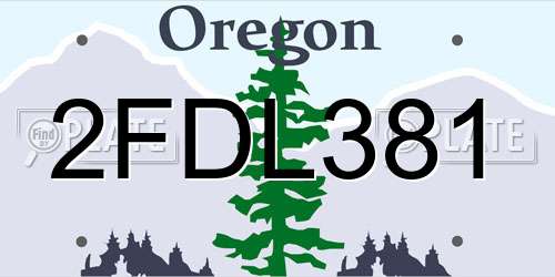 2FDL381 Oregon License Plate