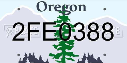 2FE0388 Oregon License Plate