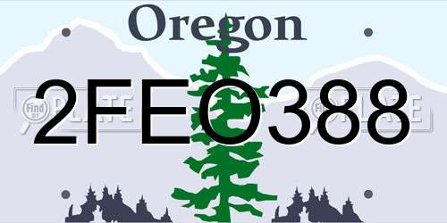 2FEO388 Oregon License Plate