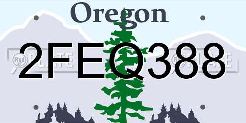 2FEQ388 Oregon License Plate