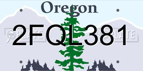2FQL381 Oregon License Plate