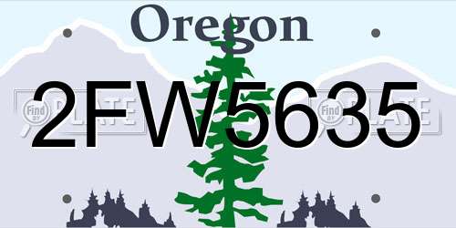 2FW5635 Oregon License Plate