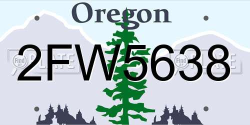 2FW5638 Oregon License Plate