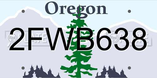 2FWB638 Oregon License Plate