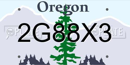 2G88X3 Oregon License Plate