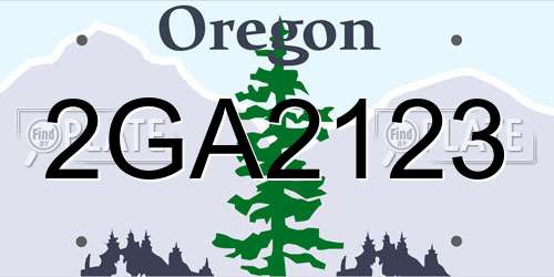 2GA2123 Oregon License Plate