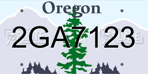 2GA7123 Oregon License Plate