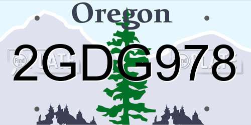 2GDG978 Oregon License Plate