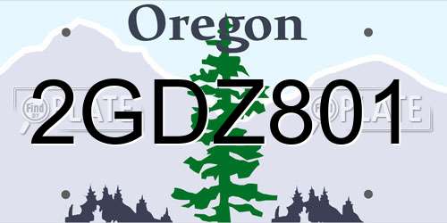 2GDZ801 Oregon License Plate