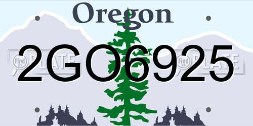 2GO6925 Oregon License Plate