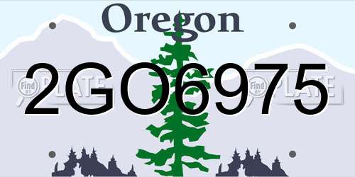 2GO6975 Oregon License Plate
